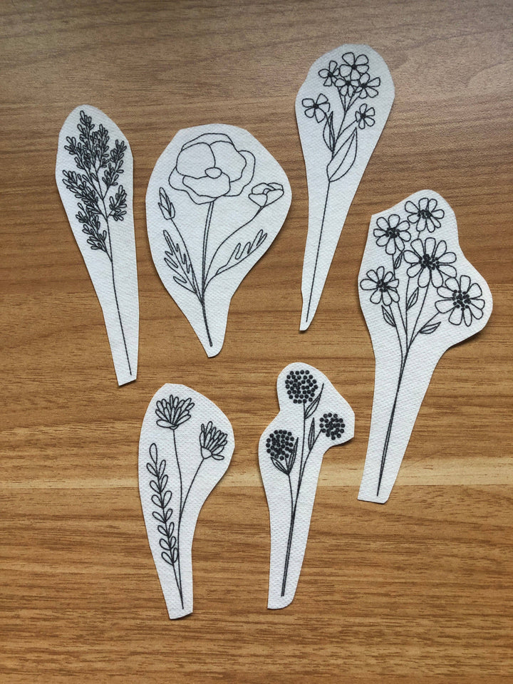 Wildflower Stems Embroidery - Peel Stick &amp; Stitch Patterns