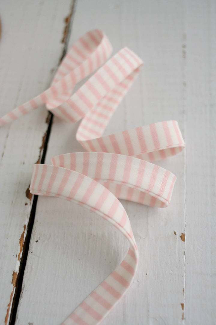 1/2" Double Fold Bias Binding -  Pink Stripe