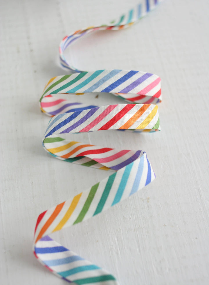 1/2" Double Fold Bias Binding -  Rainbow Stripe