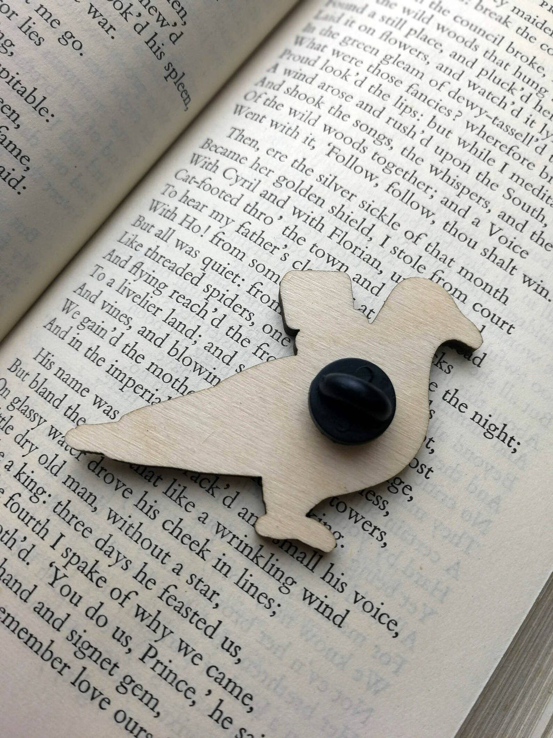 Robot on a Pigeon Wooden Pin Badge