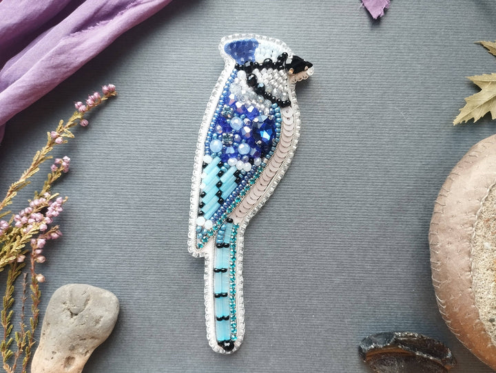 Set Of 5 Forest Bird Brooch Embroidery Kit, DIY Jewelry