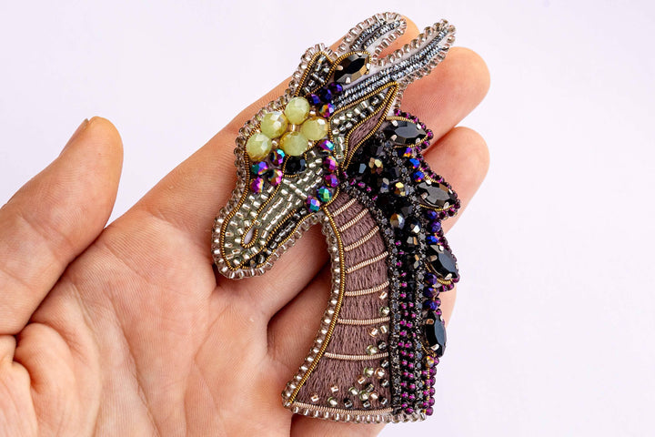 Bead Embroidery Dragon Brooch Kit: DIY Jewelry Making