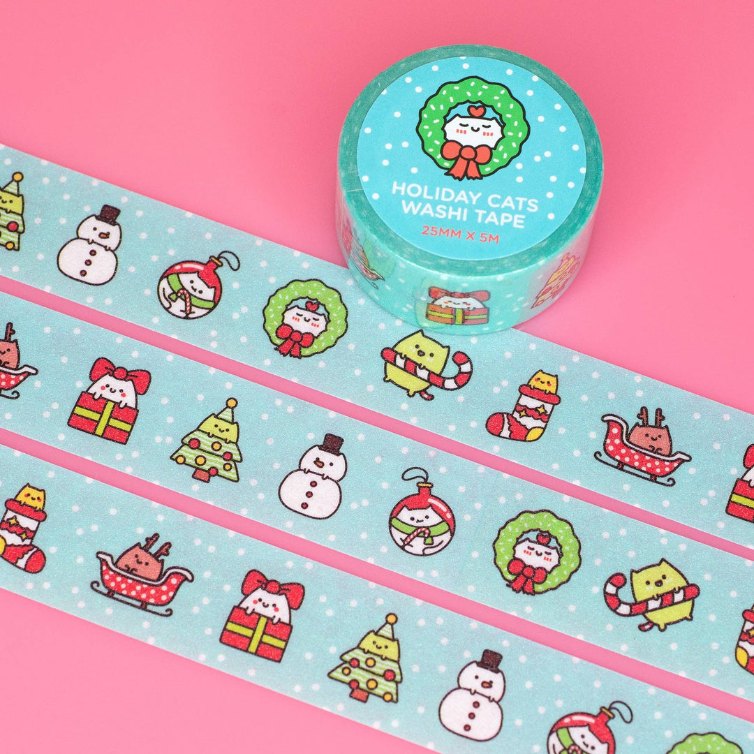 Holiday Cats Glitter Washi Tape