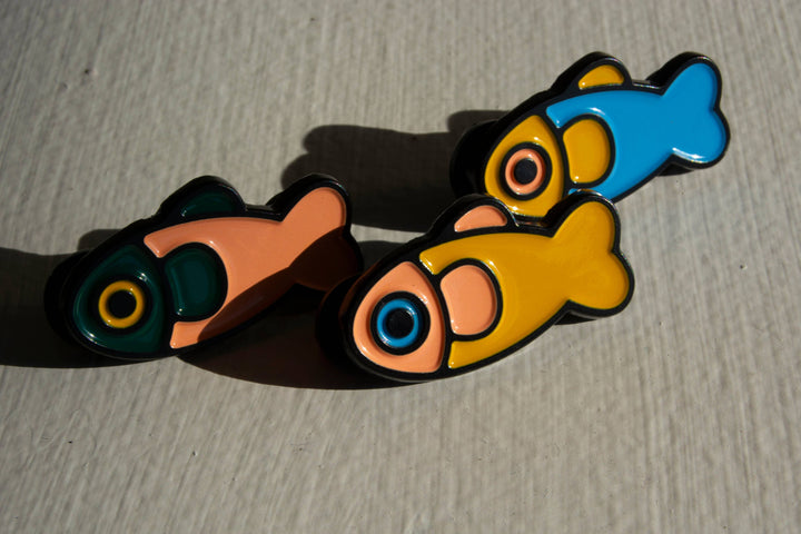 Fish Pin - Yellow / Coral