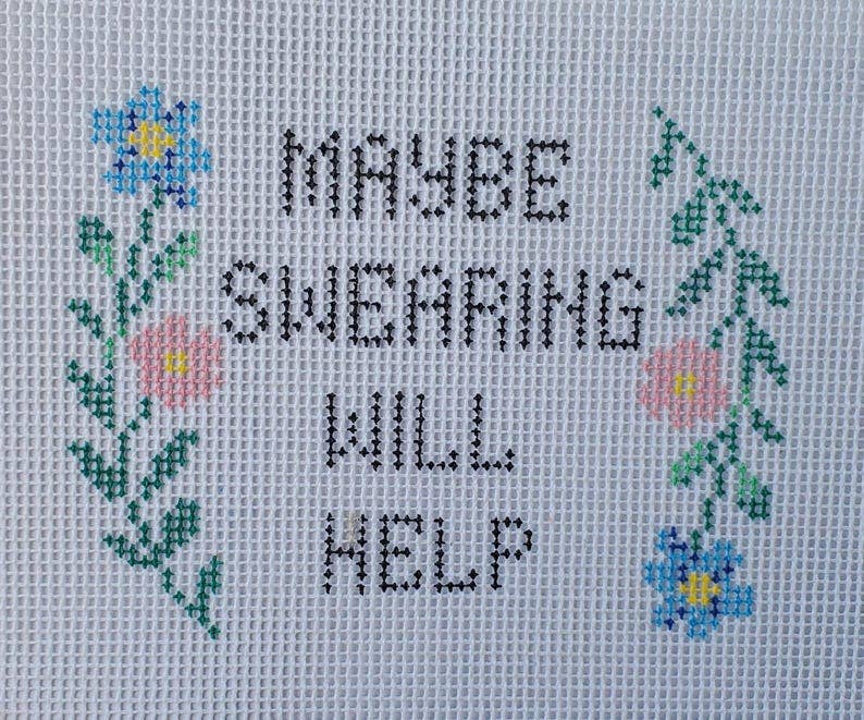 Needlepoint Subversive Maybe Swearing Will Help canvas