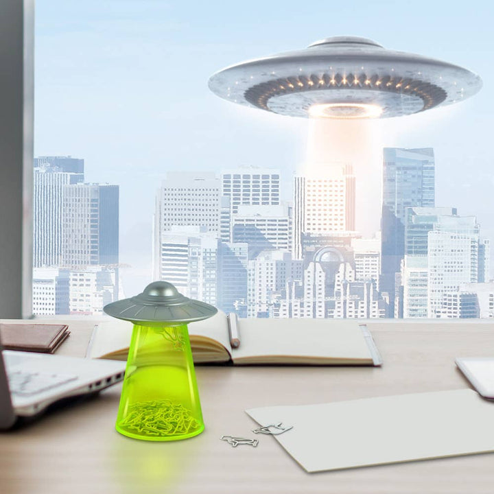 Filing Saucer - UFO Paperclip Dispenser with Cow Clips