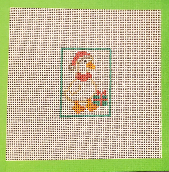 Christmas Goose needlepoint hand painted canvas