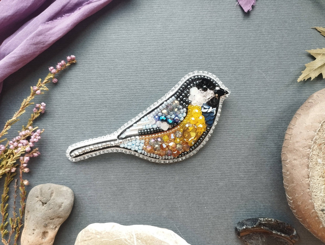 Set Of 5 Forest Bird Brooch Embroidery Kit, DIY Jewelry