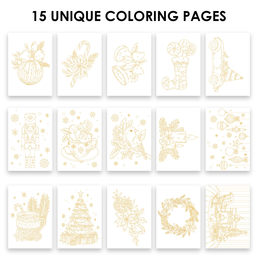 15 Sheets 140LB Holiday-Themed Watercolor Coloring Book