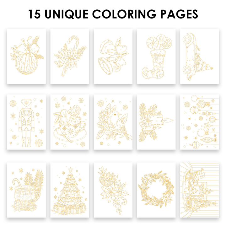 15 Sheets 140LB Holiday-Themed Watercolor Coloring Book