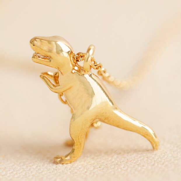 Gold T-rex Dinosaur Necklace