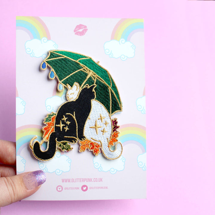 Umbrella Cats Embroidered Patch