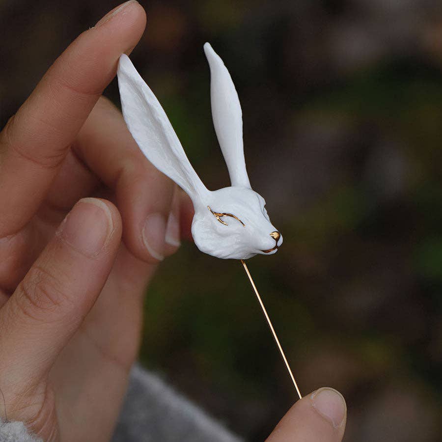 YIHE Ceramic Brooches "White Fox"