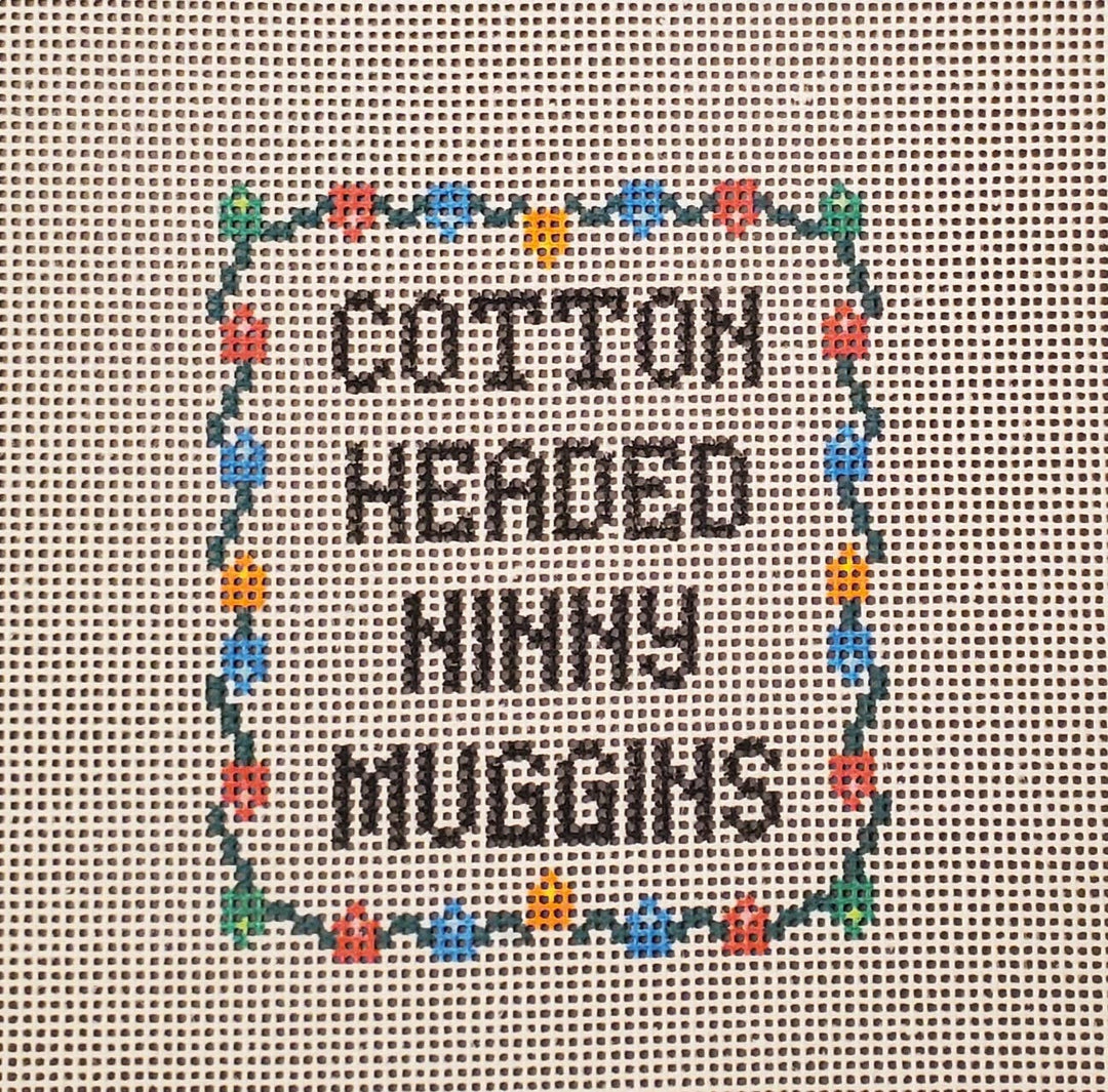 Christmas cotton headed needlepoint hand painted canvas