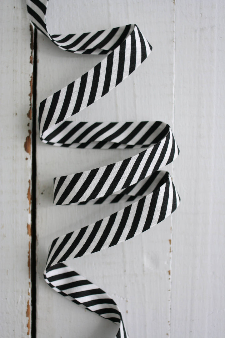 1/2" Double Fold Bias Binding -  Black Stripe