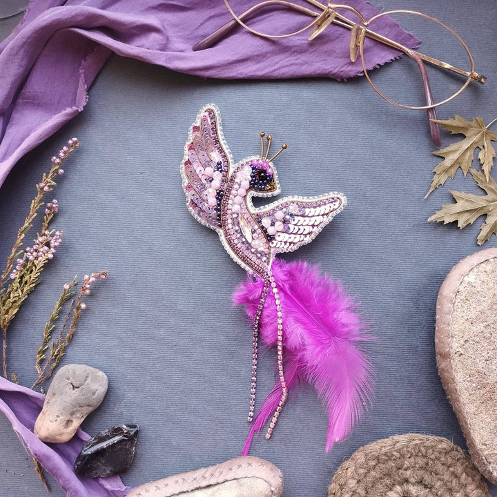 Set of 3 Fantasy Bird Beaded Brooch Embroidery Kits