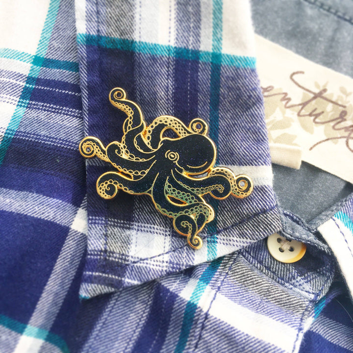 Glitter Octopus Pin