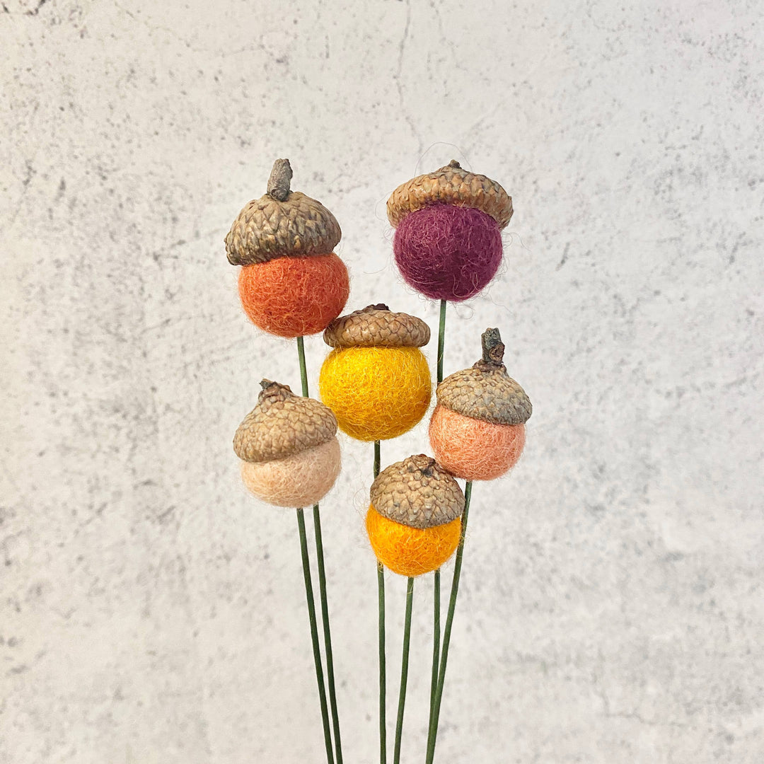 Wool Felt Acorn Flowers