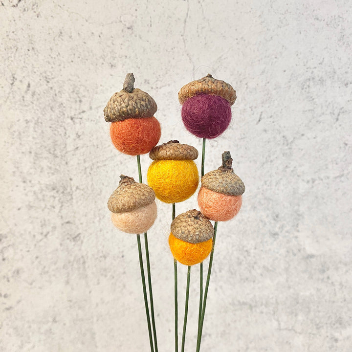 Wool Felt Acorn Flowers