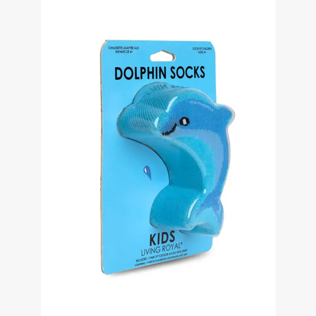 3D Packaged Crew Socks - Kids - Dolphin at Play - Blue