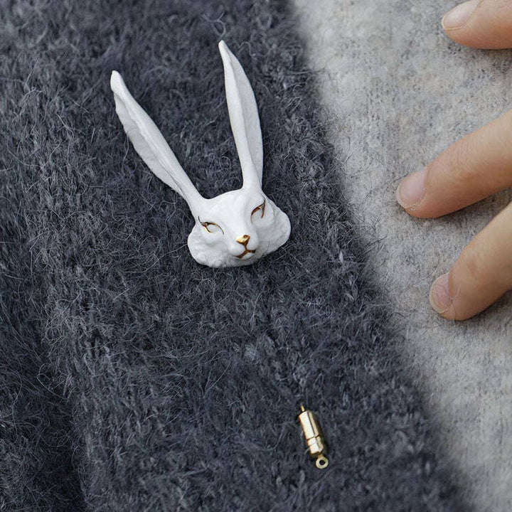 YIHE Ceramic Brooches "White Fox"