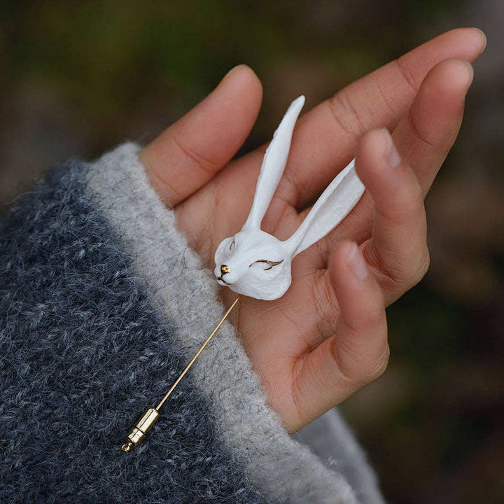 YIHE Ceramic Brooches "White Fox"