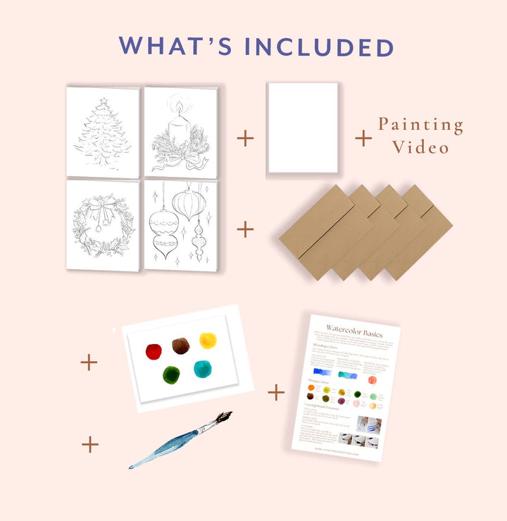 DIY Christmas Card Watercolor Kit with Paint Dot & Brush