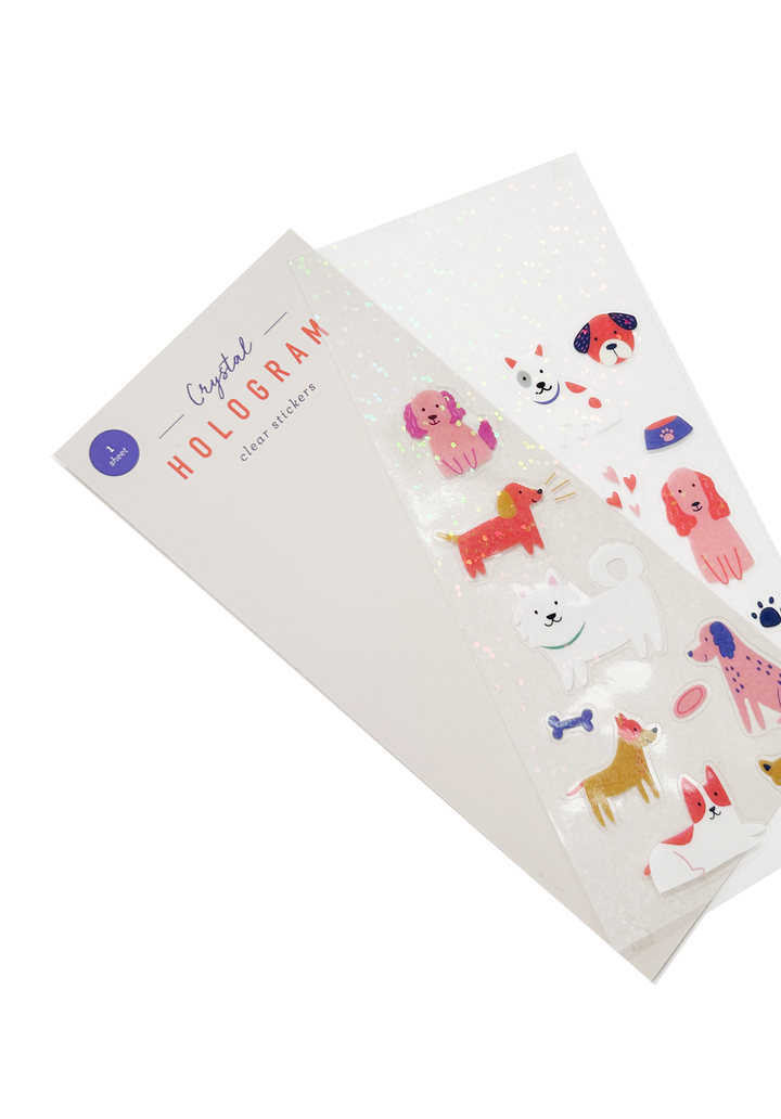 Dogs Crystal Hologram Clear Stickers