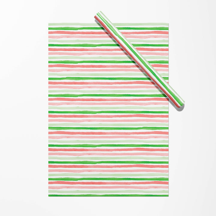 Holiday Stripes Gift Wrap | Watercolor Christmas Stripes