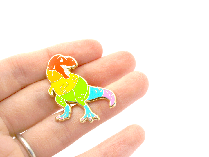 Rainbow T. Rex Pin