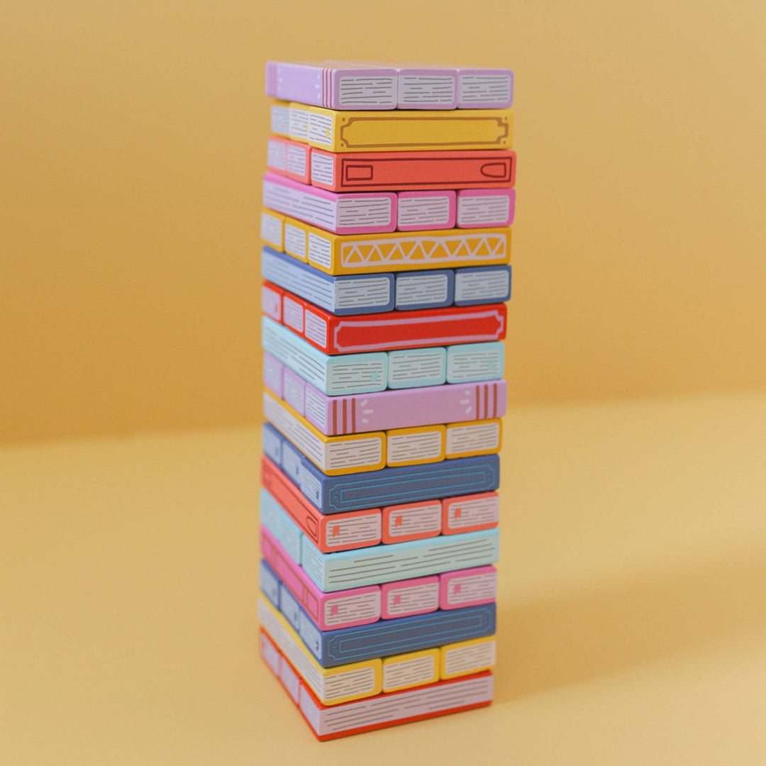 Tumbling Book Stack - Wooden Block Stacking &amp; Balance Game
