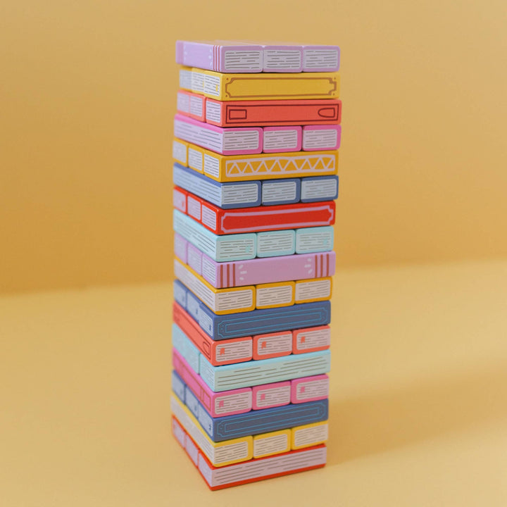 Tumbling Book Stack - Wooden Block Stacking &amp; Balance Game