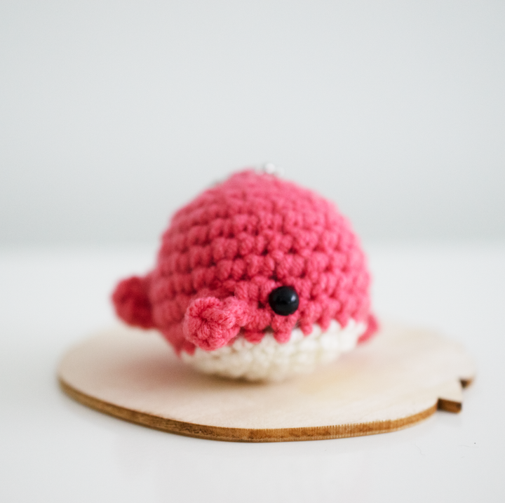 Blushing Whale Keychain - DIY Crochet Kit (Pink)