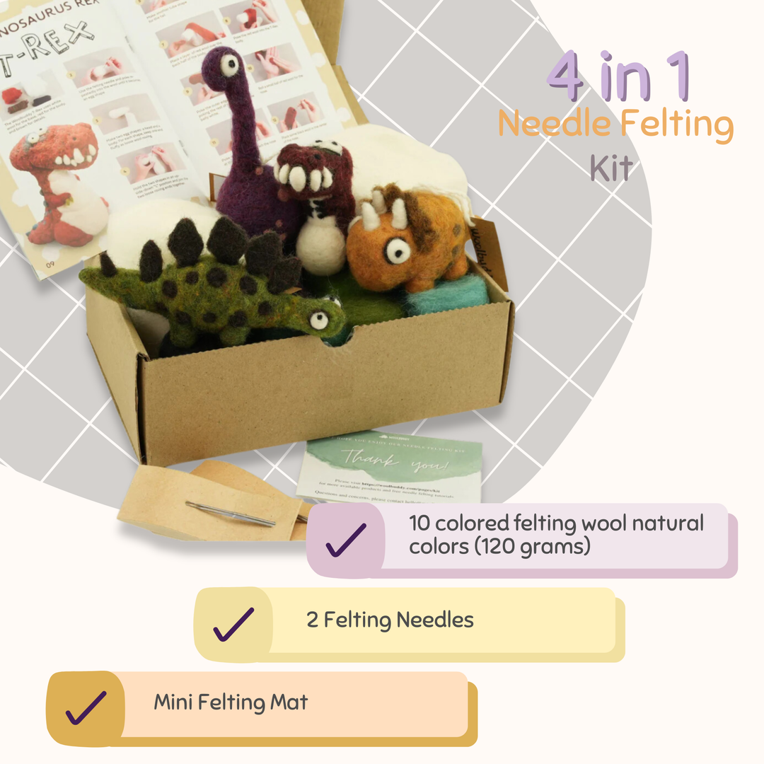 Needle Felting Dinosaur Kit