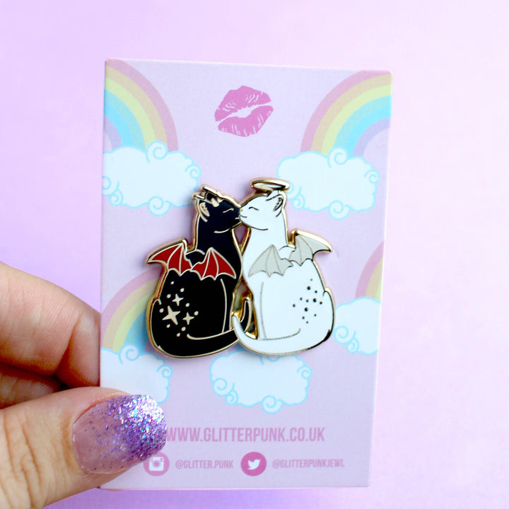 Angel & Devil Cats Enamel Pin