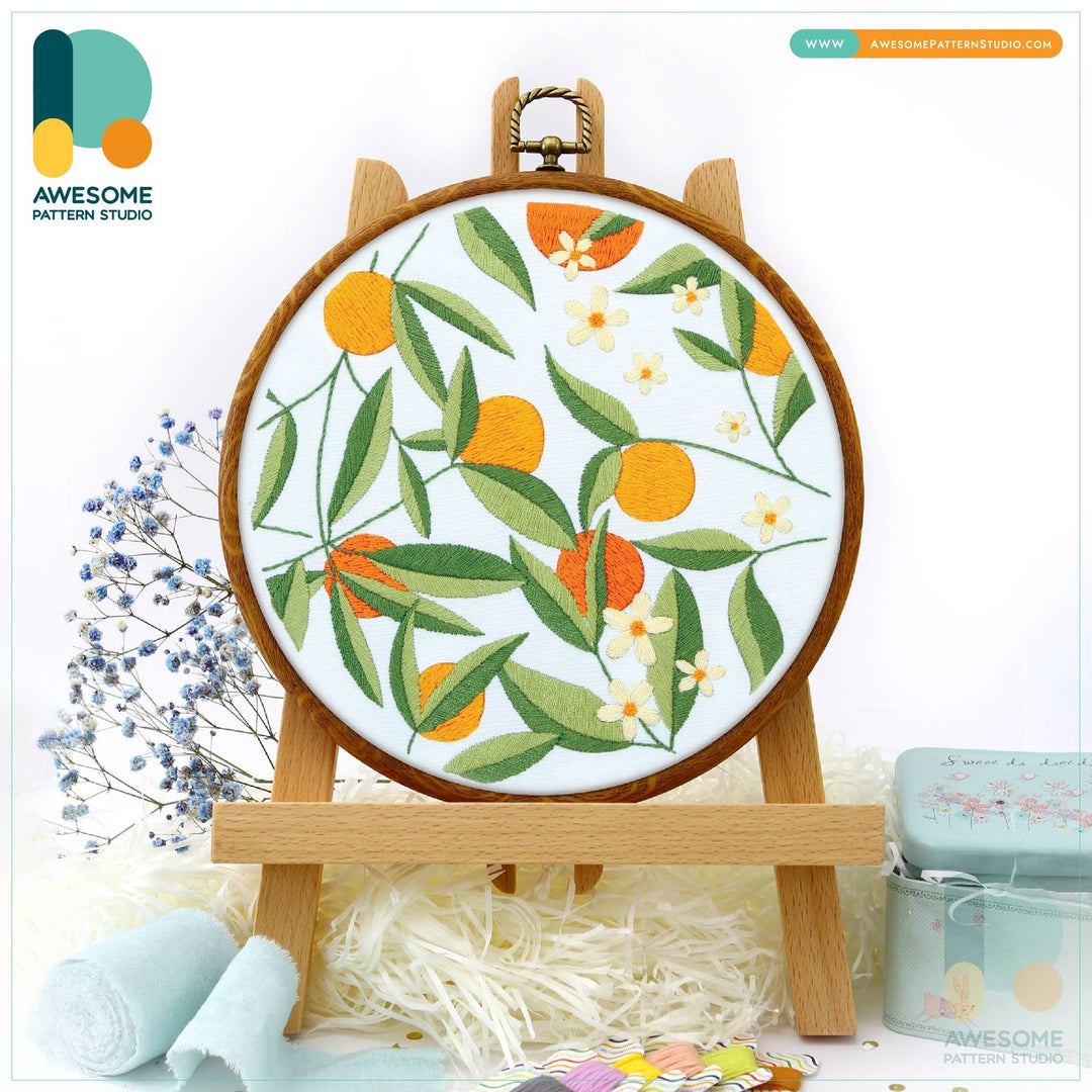 Leaves Daisies Fruits Embroidery Kit