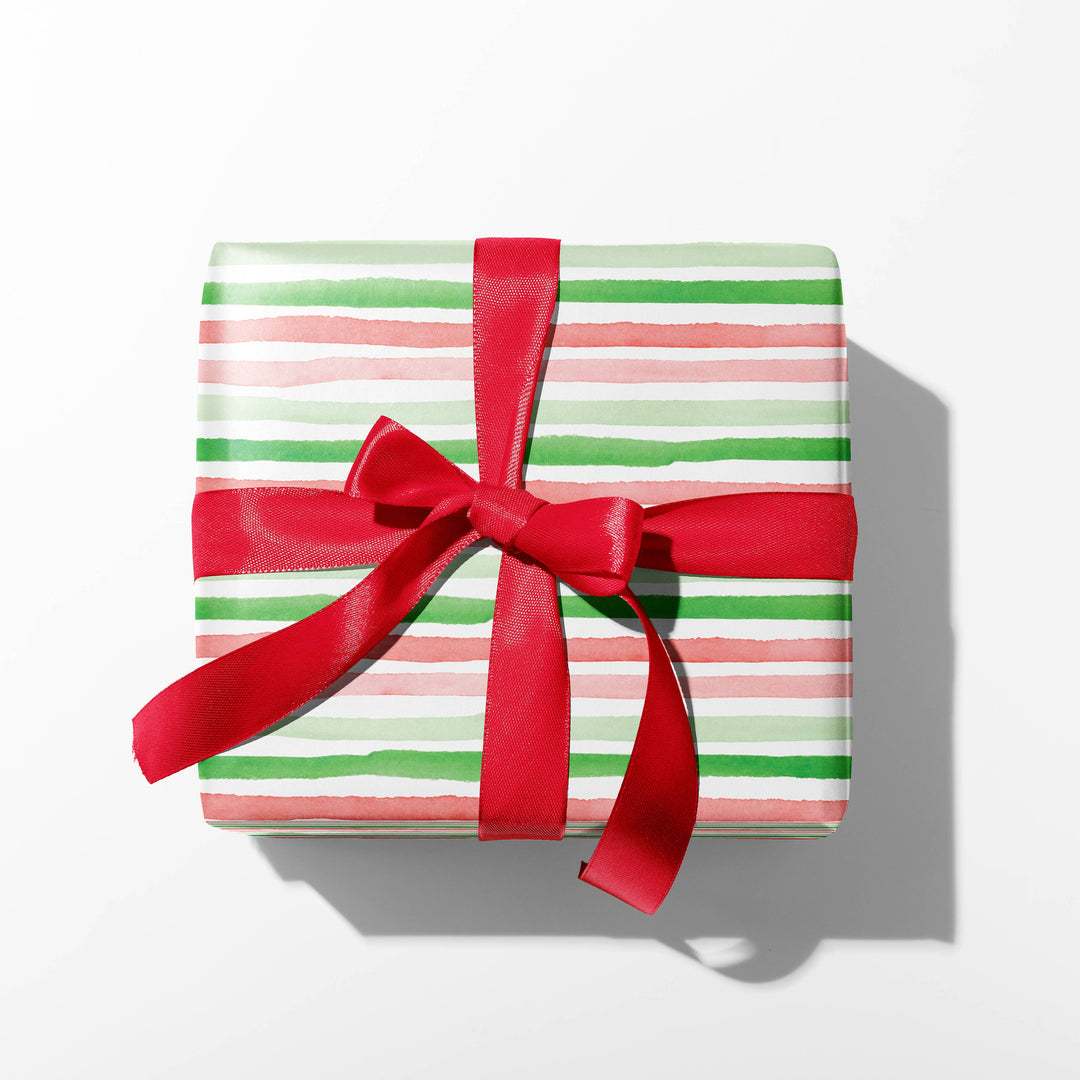 Holiday Stripes Gift Wrap | Watercolor Christmas Stripes