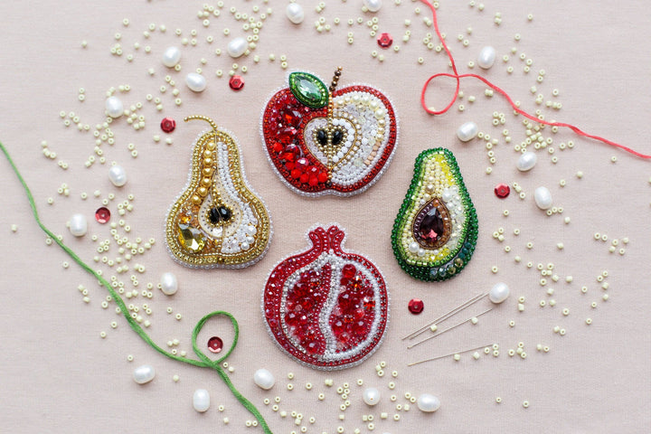 Fruit Bead Embroidery Kit: DIY Needlework Craft (Set of 4)