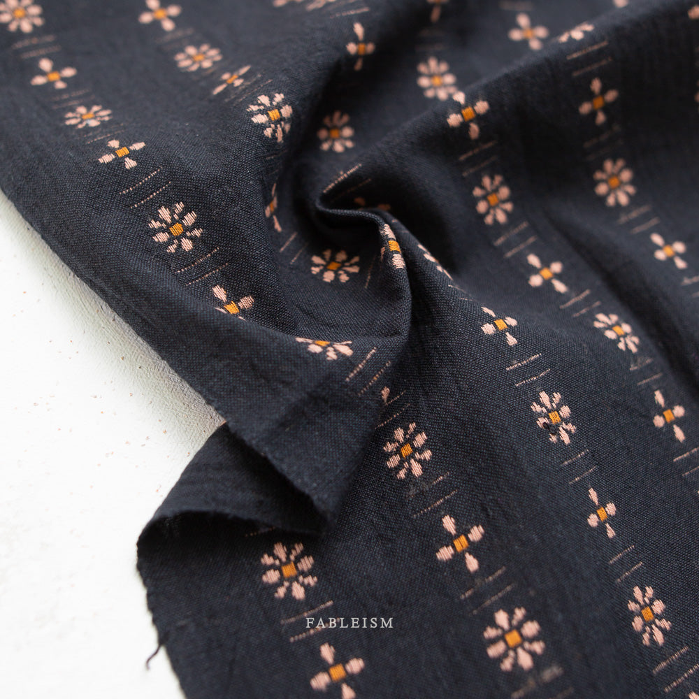 Forest Forage Daisies by the 1/4 Yard - Black