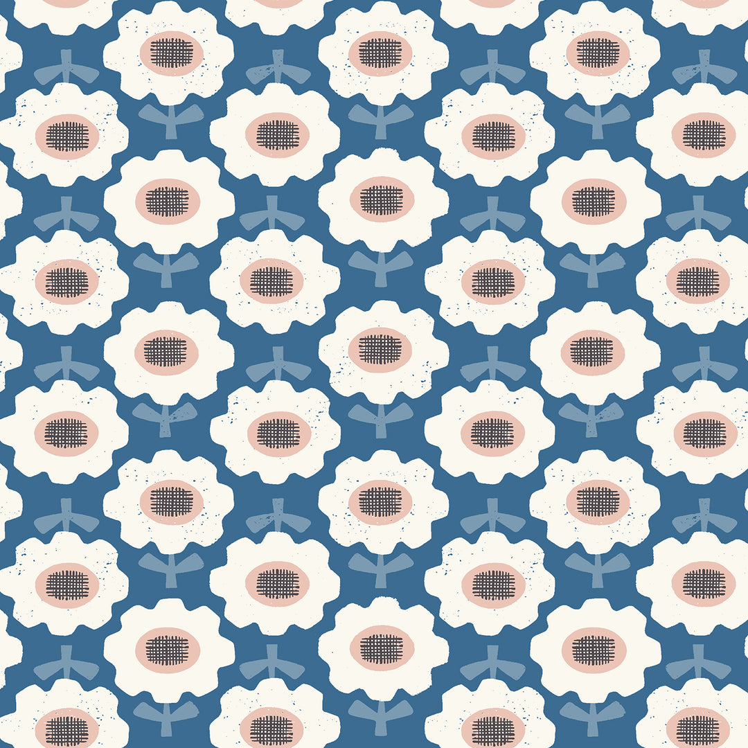 Fox &amp; Flutter by the 1/4 Yard - Cornflower