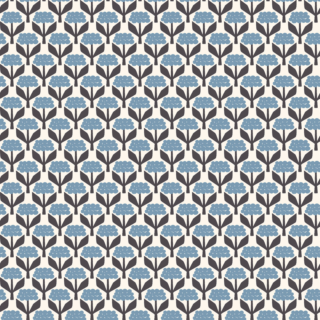 Fox &amp; Flutter by the 1/4 Yard - Blue Flower