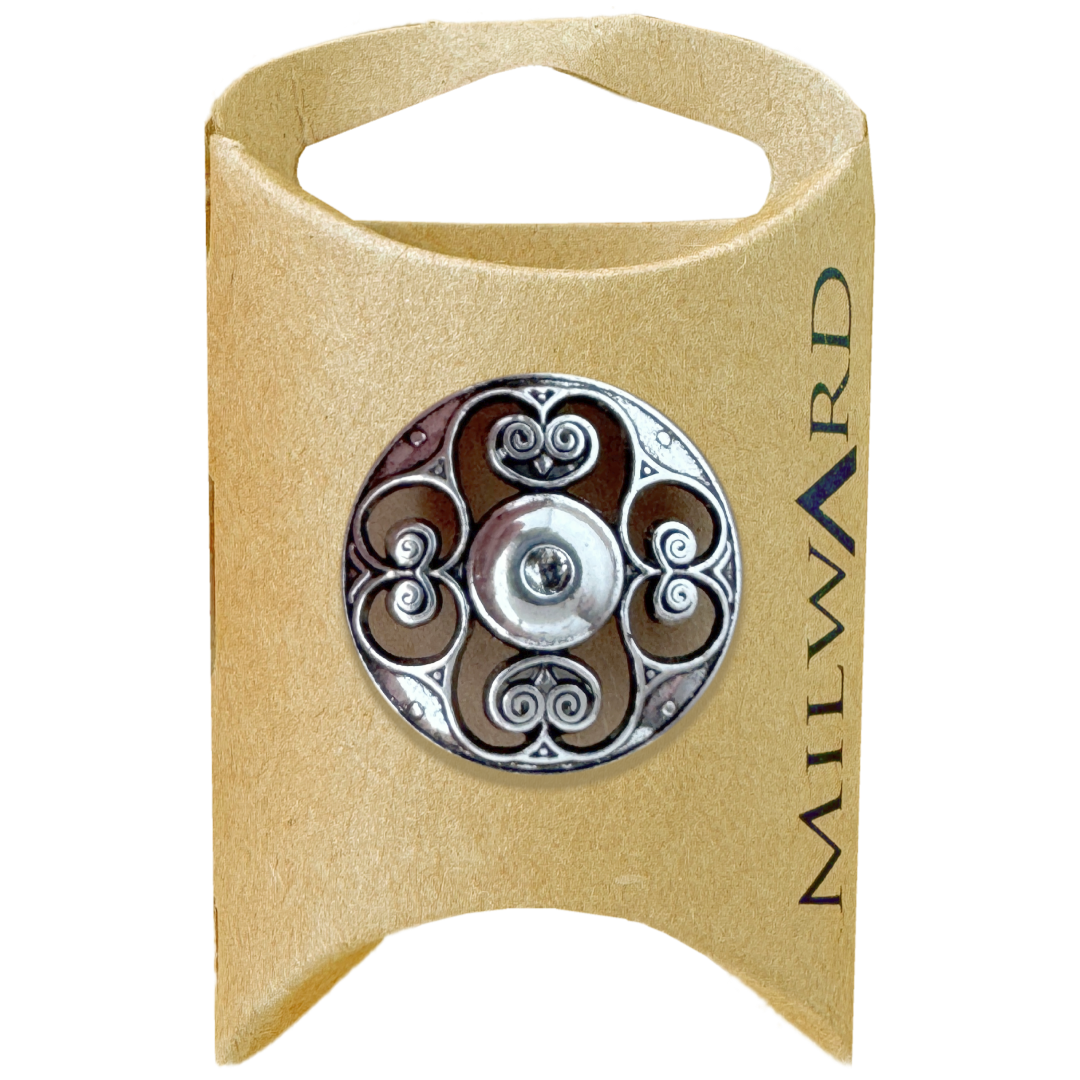 Milward Antique Silver Metal Shank Filigree Button