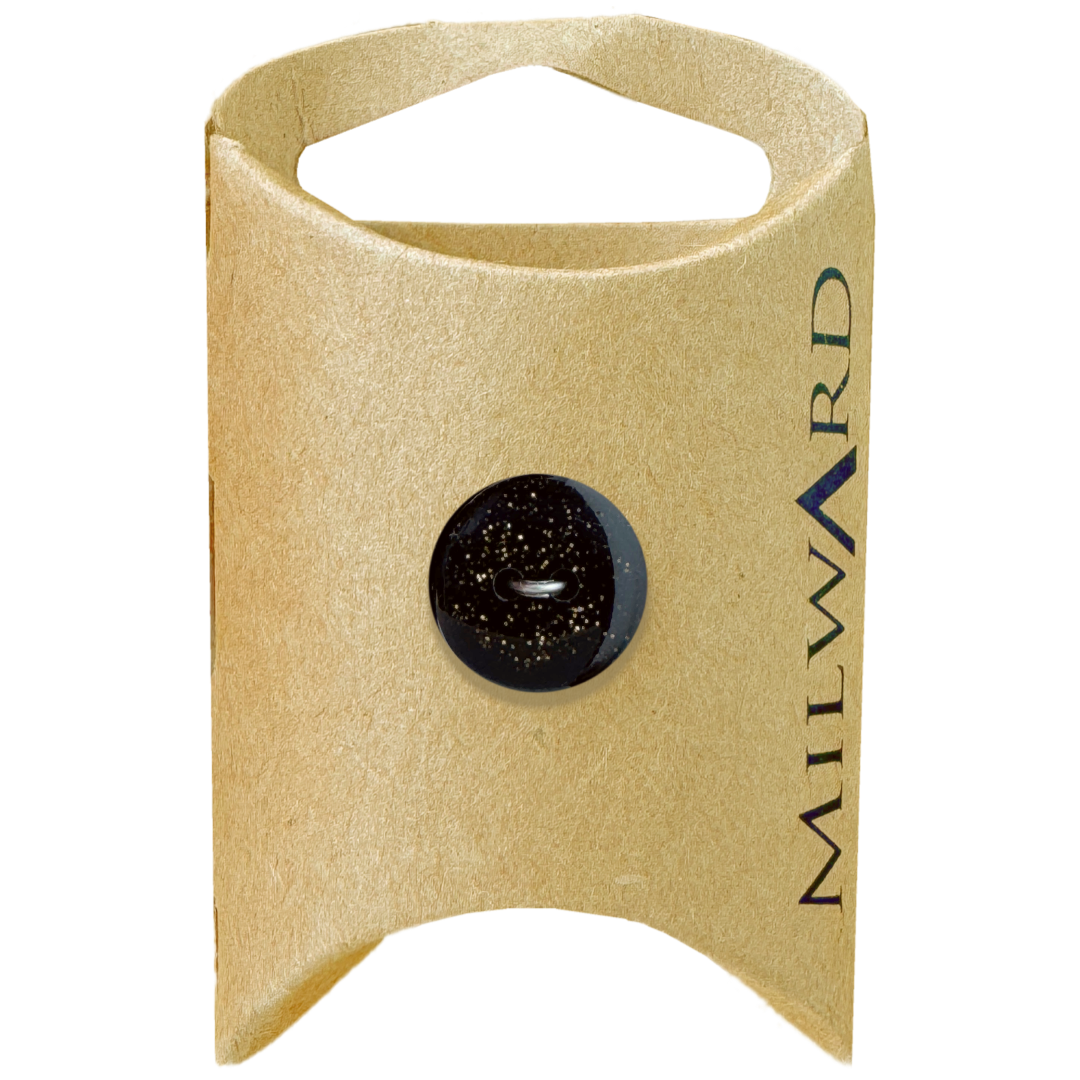 Milward Black Polyester 2-Hole Gold Glitter Button