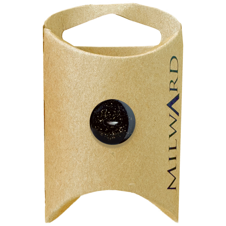 Milward Black Polyester 2-Hole Gold Glitter Button