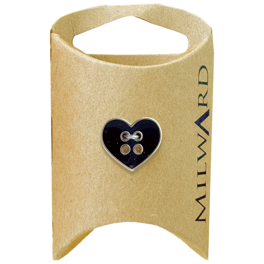 Milward Black 16mm 4-Hole Gold Rim Heart Button