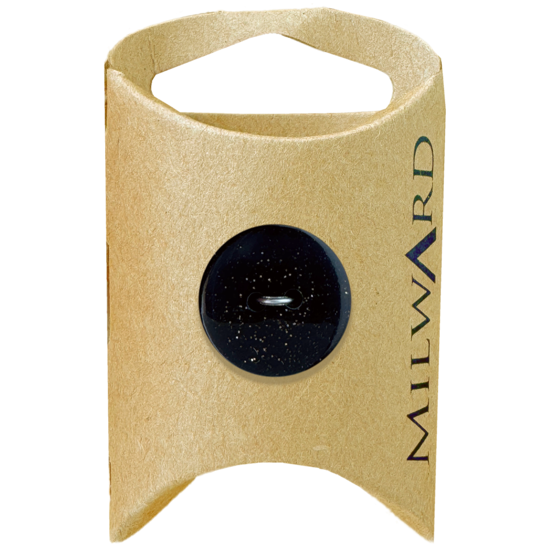 Milward Black Polyester 2-Hole Gold Glitter Button