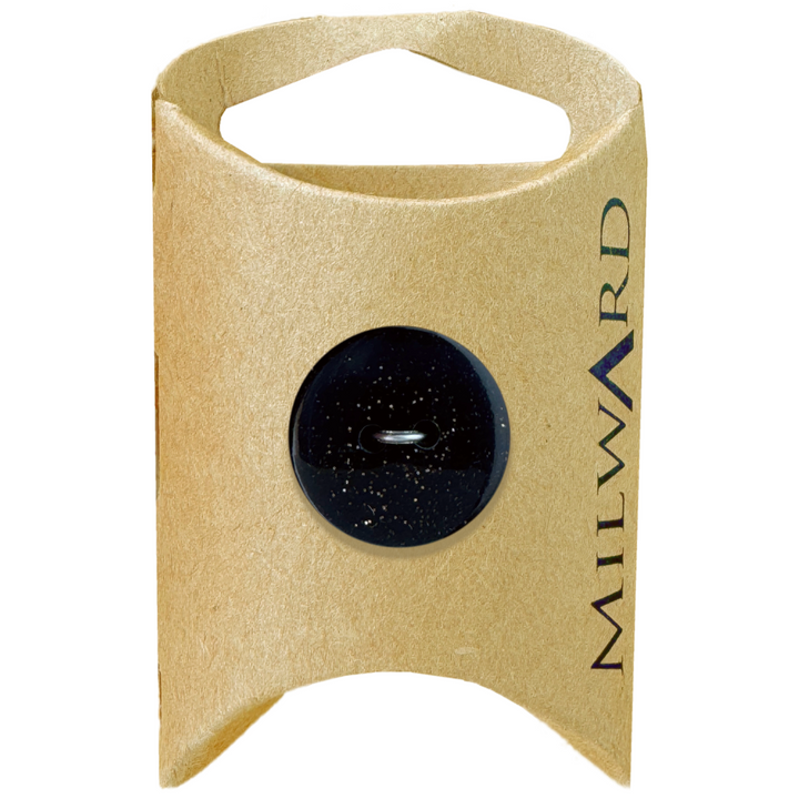 Milward Black Polyester 2-Hole Gold Glitter Button