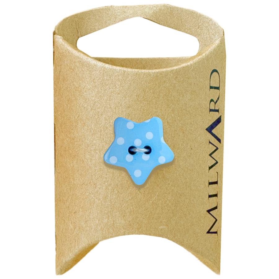 Milward Blue 18mm 2-Hole Star Dot Button