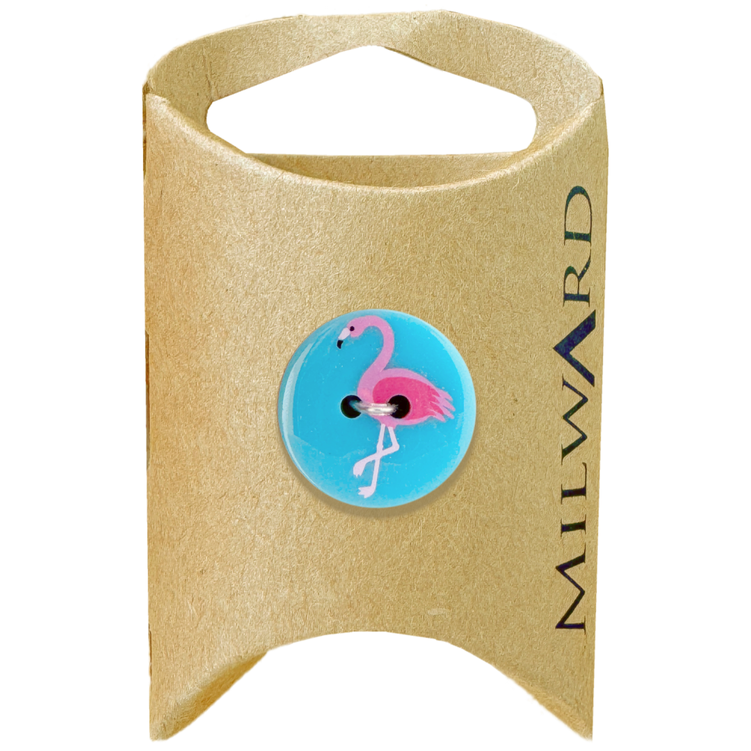 Milward Blue 19mm Polyester 2-Hole Flamingo Button