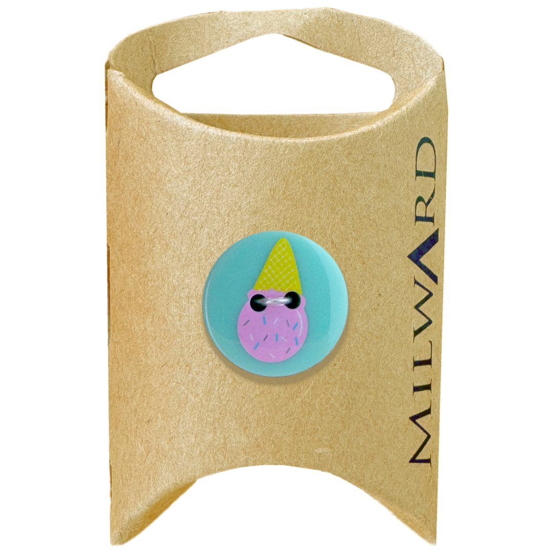 Milward Blue 19mm Polyester 2-Hole Ice Cream Button